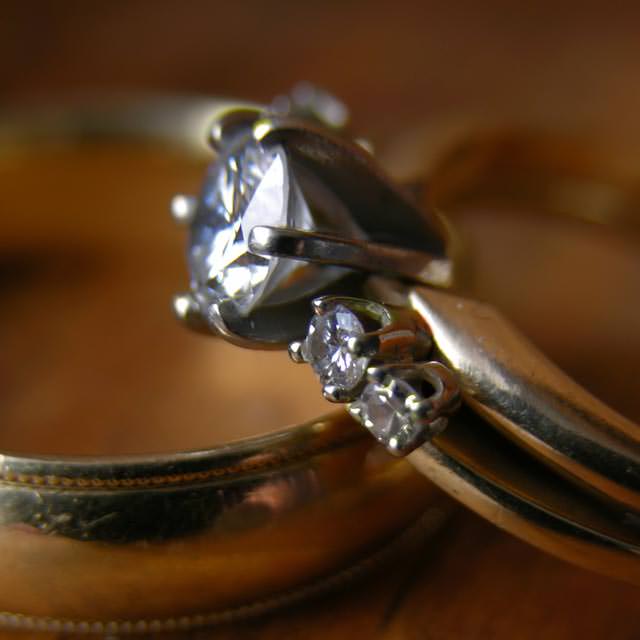 Engagement silver ring whit diamond - Bride and groom original